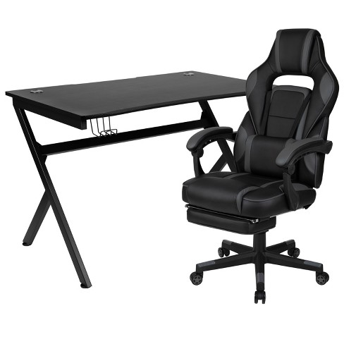 Flash Furniture Gaming Desk And Camouflageblack Racing Chair Set Cup  Holderheadphone Hookremovable Mouse Pad Top 2 Wire Management Holes