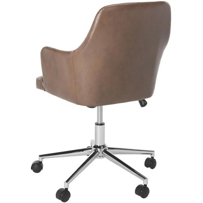 Cadence Brown Leather Swivel Office Chair with Chrome Base