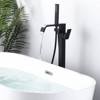 WOWOW Waterfall Single-Handle Freestanding Tub Faucet with Handshower, Brass Floor Mounted Tub Filler Faucet in Brushed Nickel - 4 of 4