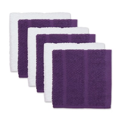 Design Imports Eggplant Basic Chef Terry Dishcloth Set/6
