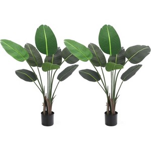 47" Artificial Bird of Paradise Plant, Faux Banana Leaf Tree for Home Garden Living Room Decor - 1 of 4