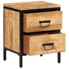 vidaXL Bed Cabinet with 2 Drawers 15.7"x13.8"x20.9" Solid Rough Wood Mango - 2 of 4