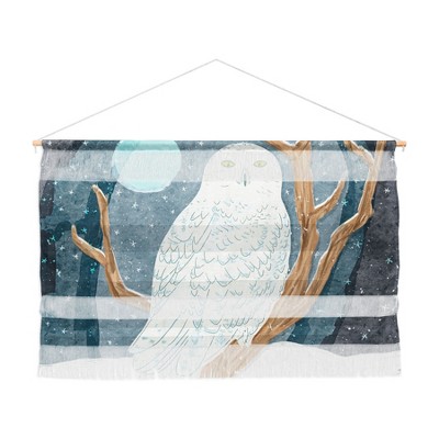 Sewzinski Snowy Owl At Night Fiber Wall Hanging - Society6