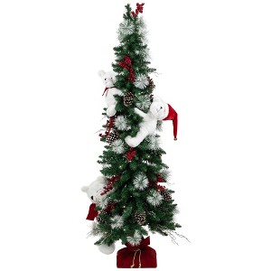 Northlight Battery Operated Tree with Polar Bears Christmas Decoration - 67" - 1 of 4