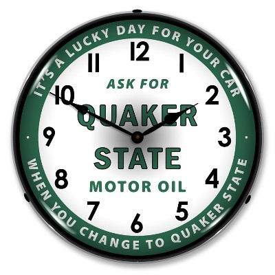 Collectable Sign & Clock | Quaker State Oil LED Wall Clock Retro/Vintage, Lighted