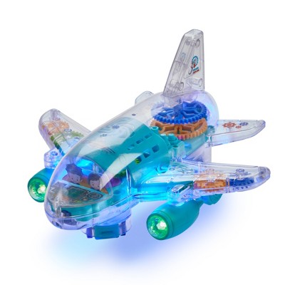 Playbees Light Up Transparent Gear Airplane Toy for Kids