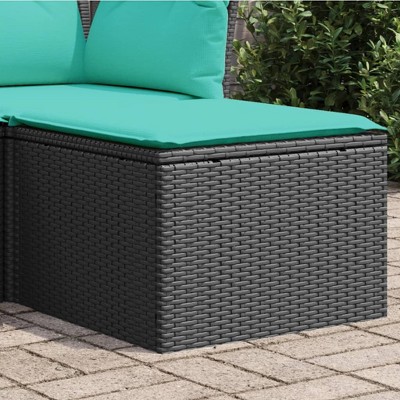 Garden Stool Black PE Rattan, Powder-Coated Steel, Polyester, FoamvidaXL