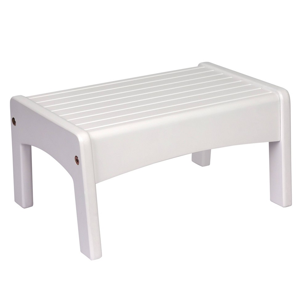 Slatted Kids' Step Stool White - WildKin: Wooden Stepping Stool for Toddlers, Rubberwood, 200 lb Capacity
