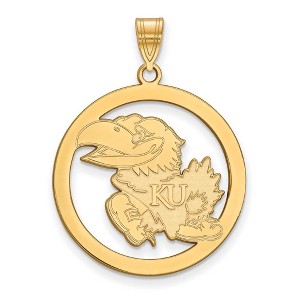 Black Bow Jewelry 14k Yellow Gold Plated Sterling Silver Kansas Jayhawks NCAA Extra Large Pendant - 1 of 3