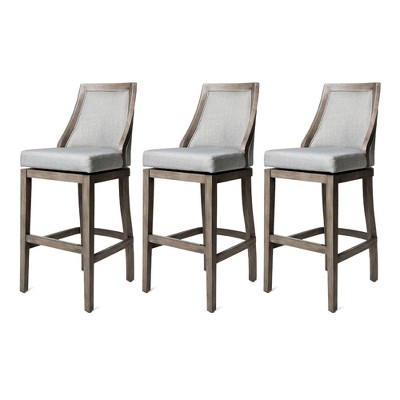 Maven Lane Vienna Rotating High Back Kitchen Stool with Fabric Upholstered Seat, Set of 3