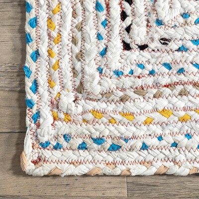 Handmade Ivory Cotton Oval Braided 5' x 8' Rug