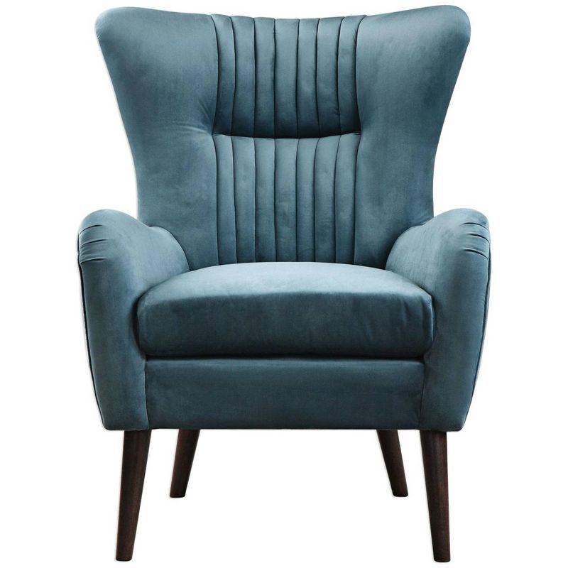 Uttermost Dax Teal Blue Velvet Tufted Accent Chair, 2 of 6