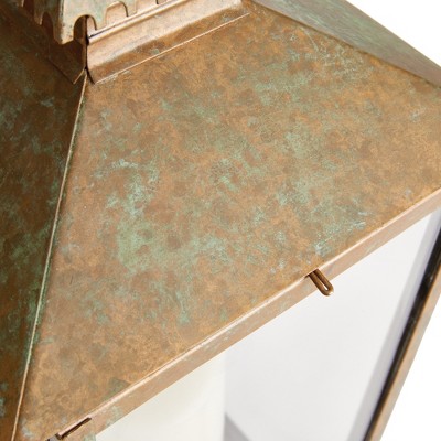 Patina Iron and Glass Pagoda Candle Lantern