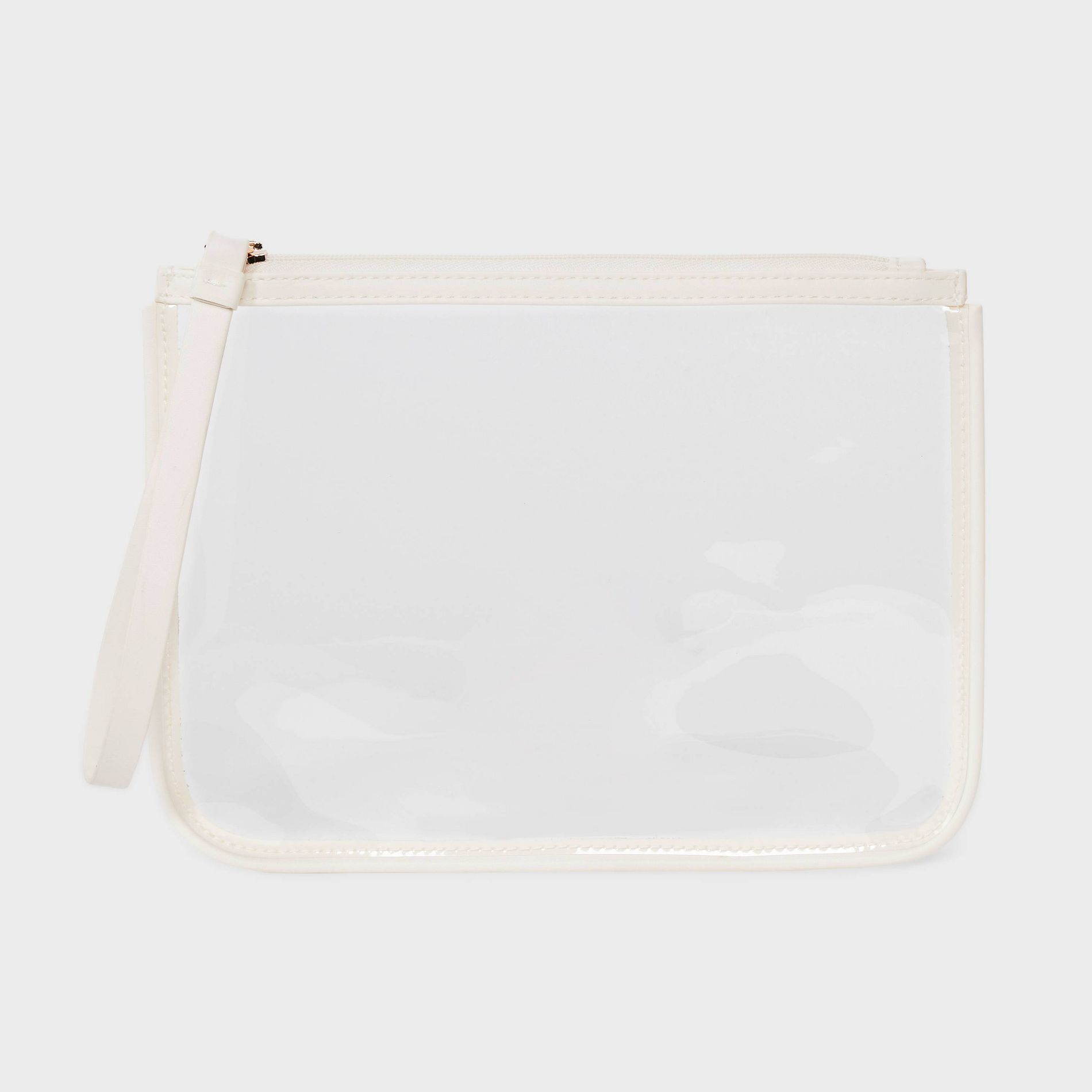 Clear Pouch Wristlet - A New Day™ Cream: Faux Leather TPU Zip Wallet