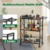Simple Trending Rolling Cart, 3 Tier Bar Cart with Wheels, Heavy Duty Metal Storage Dining Cart for Kitchen, Black - 2 of 4