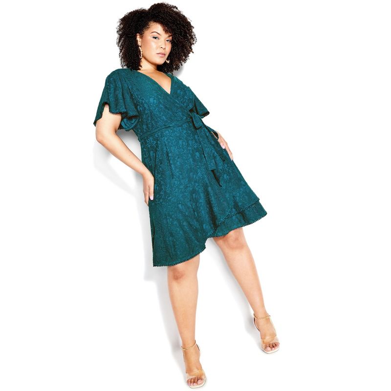 Women's Plus Size Sweet Love Lace Dress - teal | CITY CHIC, 1 of 7