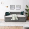 CAVINAS Twin Size Bed Frame, Linen Fabric Upholstered Daybed with Trundle, Tufted Sofa Bed with Diamond-Tufted Backrest and Stylish Wingback Arms - 3 of 4