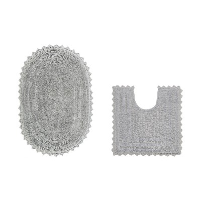 Lilly Crochet Collection 100% Cotton Tufted Reversible 2-Piece Bath Rug Set – Super Absorbent, Machine Washable Bathroom Mats with Crochet Pattern