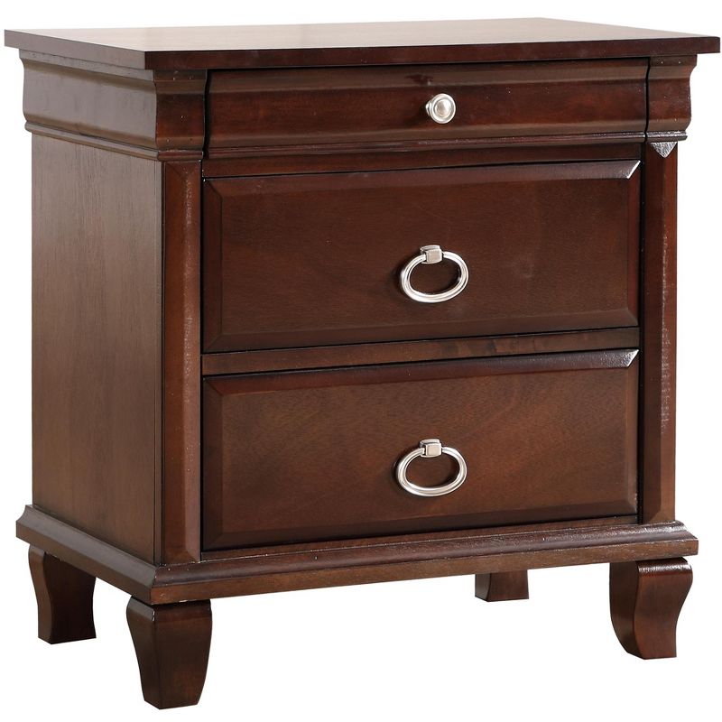 Passion Furniture Triton 3-Drawer Cappuccino Nightstand (27 in. H x 26 in. W x 17 in. D), 2 of 8