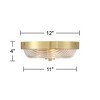 Regency Hill Carmine 12" Modern Flush-Mount Ceiling Light Fixture Kitchen Foyer Hallway Bowl Round Clear Brass Finish Glass Bedroom Bathroom - 4 of 4