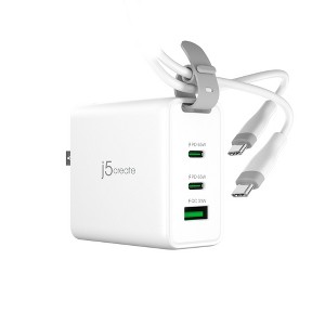 j5create 65W GaN USB-C® 3-Port Travel Charger with a USB-C® cable - 1 of 4