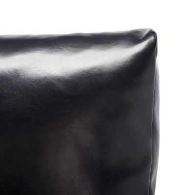 Oslo Black Faux Leather Barrel Accent Chair with Wood Frame