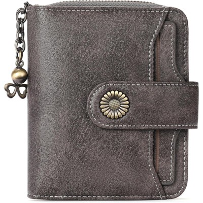 BEAFUP Women’s RFID Blocking Leather Wallet - Genuine Leather Small Bifold with Zipper Pocket & ID Window for Daily Use,Travel,Gift