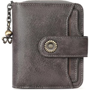 FATMOON  Women’s RFID Blocking Leather Wallet - Genuine Leather Small Bifold with Zipper Pocket & ID Window for Daily Use,Travel,Gift - 1 of 4