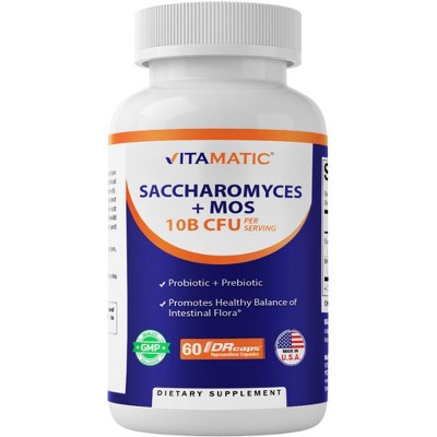 Saccharomyces Boulardii Probiotic 10B per Serving + Yeast Extract 300 mg- 60 DR Capsules