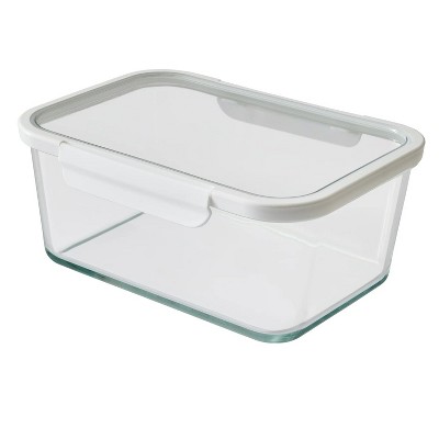 LunaLulinlk 14 cup rectangular glass food storage container with lid.