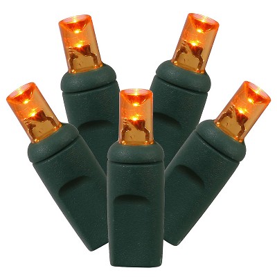Vickerman 50ct Commercial Grade LED Wide Angle Christmas Lights Orange - 23.25' Green Wire
