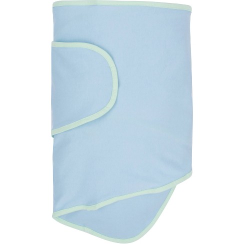 Miracle Blanket Swaddle Wrap Blue With Green Trim Target