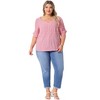 Agnes Orinda Women's Plus Size Notch V Neck Ruffle Short Sleeve Pleated Casual T-Shirts - 3 of 4
