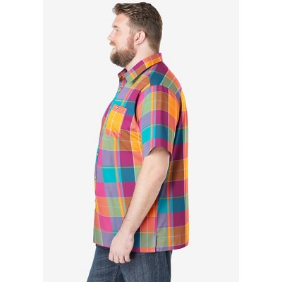 KingSize Short-Sleeve Plaid Shirt