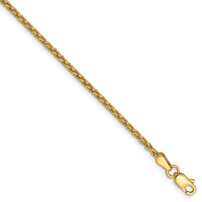 Black Bow Jewelry 1.75mm, 14k Yellow Gold, Solid Parisian Wheat Chain Bracelet