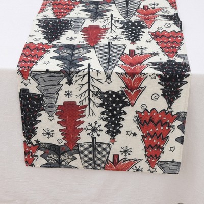 Unique Bargains Table Runner Rectangular Winter Christmas Pattern 2 Linen Colorful 1 Pc