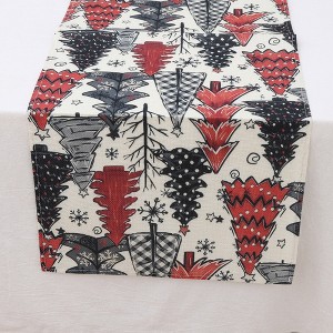 Unique Bargains Table Runner Rectangular Winter Christmas Pattern 2 Linen Colorful 1 Pc - 1 of 3