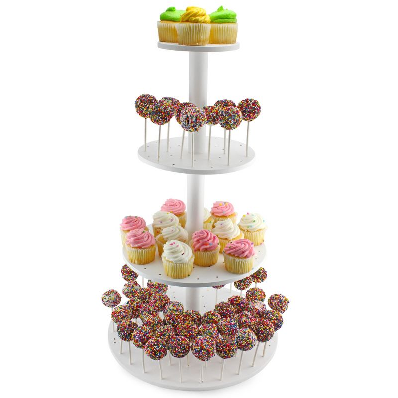 Darware Cake Pop / Cupcake Stand; White Wooden Dessert Display for Parties and Special Events, 1 of 9