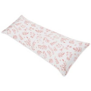 Sweet Jojo Designs Girl Body Pillow Cover (Pillow Not Included) 54in.x20in. Botanical Pink and White - 1 of 4