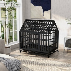44' Heavy Duty Dog Cage pet Crate with Roof - 1 of 4