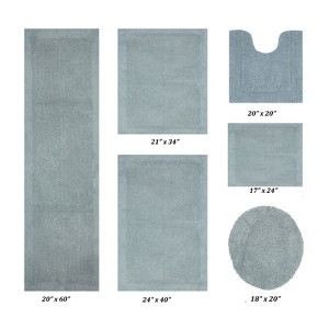 Edge Bath Rug 100% Premium Cotton Ultra-Soft Water Absorbent Tufted Solid Reversible 6 Piece Bathroom Rug Set for Machine Washable Bathmat - 1 of 4