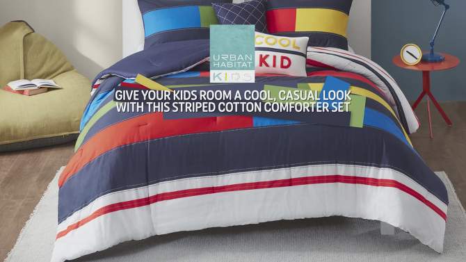 Noah Cotton Stripe Print Teen Comforter Set - Urban Habitat, 2 of 11, play video