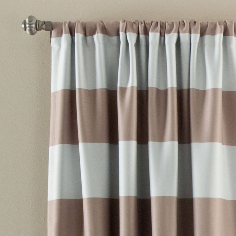 2pk 52&#34;x84&#34; Light Filtering Striped Window Curtain Panels Taupe Brown - Lush D&#233;cor, 3 of 8
