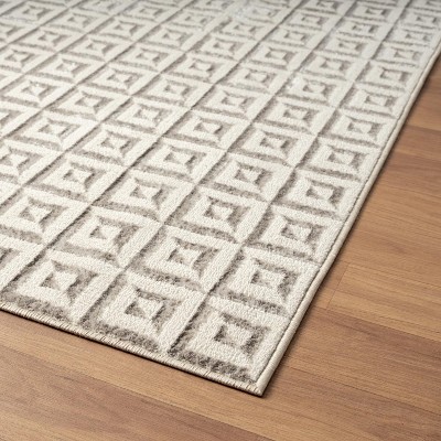 Gray Geometric Pattern Stain-Resistant Area Rug