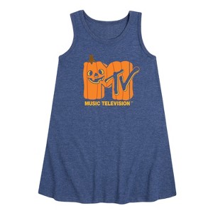 Girls' - MTV - Logo Jack O Lantern Graphic Sleeveless Aline Dress - 1 of 3