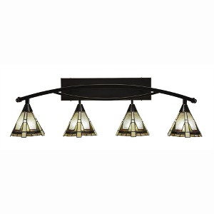 Toltec Lighting Bow 4 - Light Vanity in  Black Copper with 7" Zion Art Glass Shade - 1 of 1