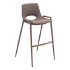 HomeRoots Set of Two 30" Brown Faux Leather And Steel Low Back Bar Height Bar Chairs - 4 of 4