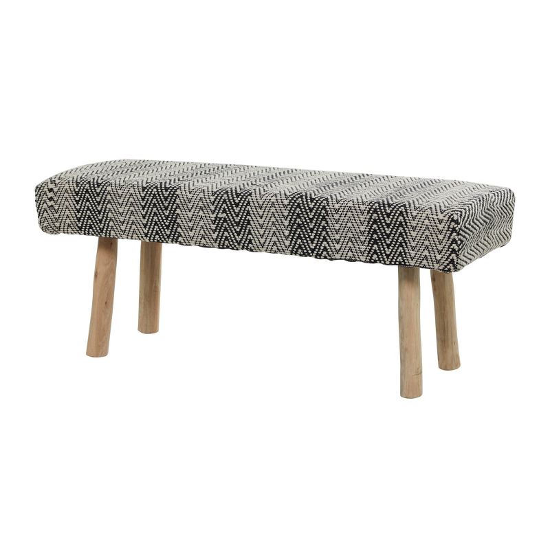 Bohemian Wood Cotton Upholstered Bench - Olivia & May, 3 of 8
