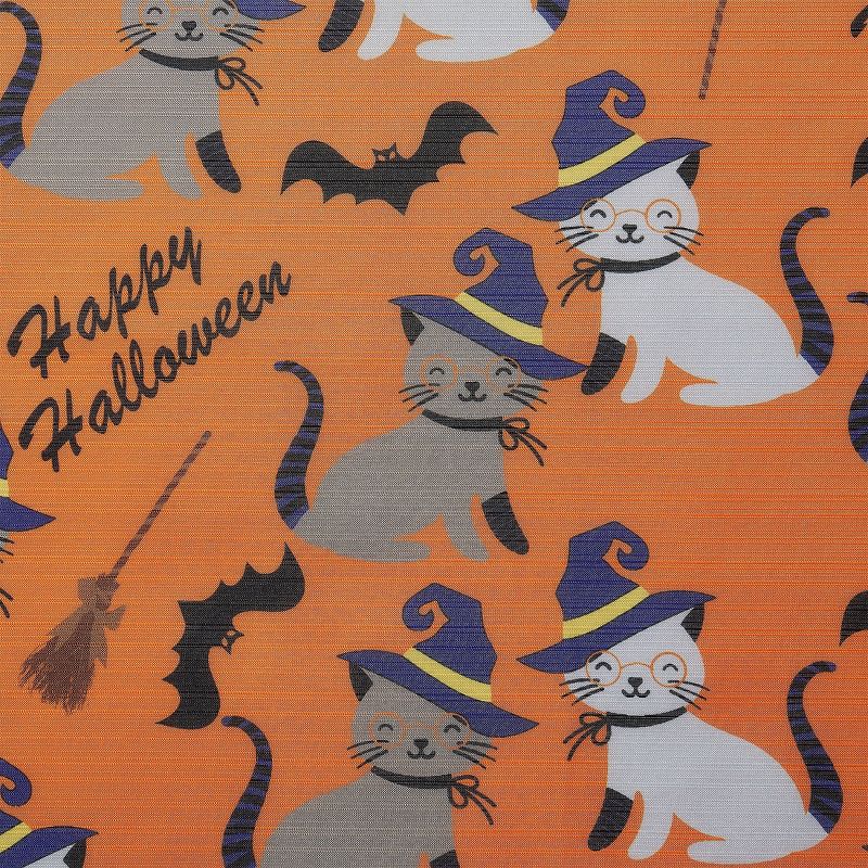 Kate Aurora Halloween Accents Kitty Witches & Broomsticks Festive Orange Fabric Shower Curtain - Standard Size, 3 of 4