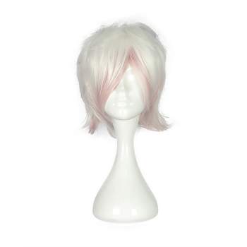Unique Bargains Women's Wigs 13" White Pink with Wig Cap